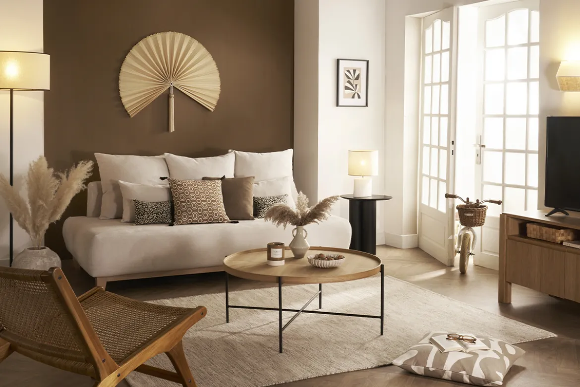 Applique en coton blanc et lin naturel CONIE