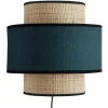 Applique murale bi-matière en rabane et lin bleu canard H24 cm LITCHI