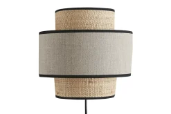 Applique murale bi-matière en rabane et lin H24 cm LITCHI