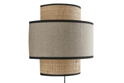 Applique murale bi-matière en rabane et lin H24 cm LITCHI