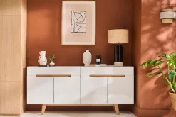 Applique murale bi-matière en rabane et lin H24 cm LITCHI