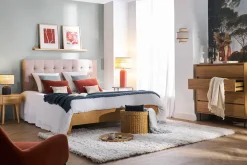 Applique murale bi-matière en rabane et lin H24 cm LITCHI