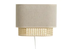 Applique murale en lin beige et cannage rotin naturel H20 cm TIWY