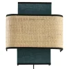 Applique murale en lin bleu paon et rabane naturelle H28 cm TERA