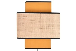 Applique murale en lin jaune moutarde et rabane naturelle H28 cm TERA