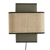 Applique murale en lin vert kaki et rabane naturelle H28 cm TERA