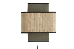 Applique murale en lin vert kaki et rabane naturelle H28 cm TERA