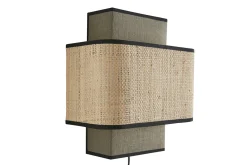Applique murale en lin vert kaki et rabane naturelle H28 cm TERA