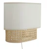 Applique murale en tissu blanc et cannage rotin naturel H20 cm TIWY