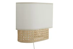 Applique murale en tissu blanc et cannage rotin naturel H20 cm TIWY