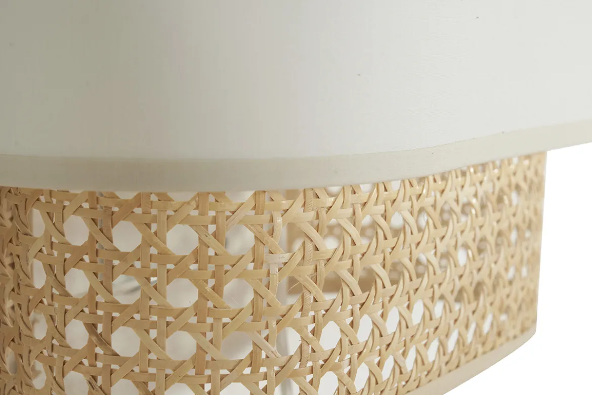 Applique murale en tissu blanc et cannage rotin naturel H20 cm TIWY