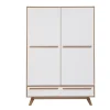 Armoire design avec penderie finition bois clair et blanc mat L120 cm HELIA