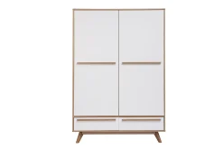 Armoire design avec penderie finition bois clair et blanc mat L120 cm HELIA