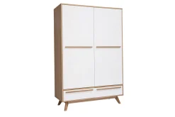Armoire design avec penderie finition bois clair et blanc mat L120 cm HELIA