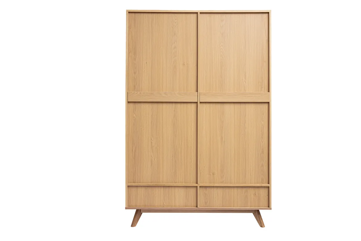 Armoire design avec penderie finition bois clair et blanc mat L120 cm HELIA