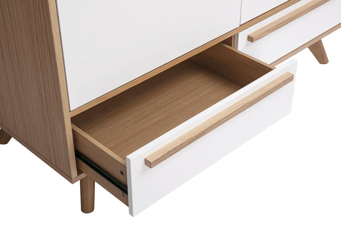 Armoire design avec penderie finition bois clair et blanc mat L120 cm HELIA