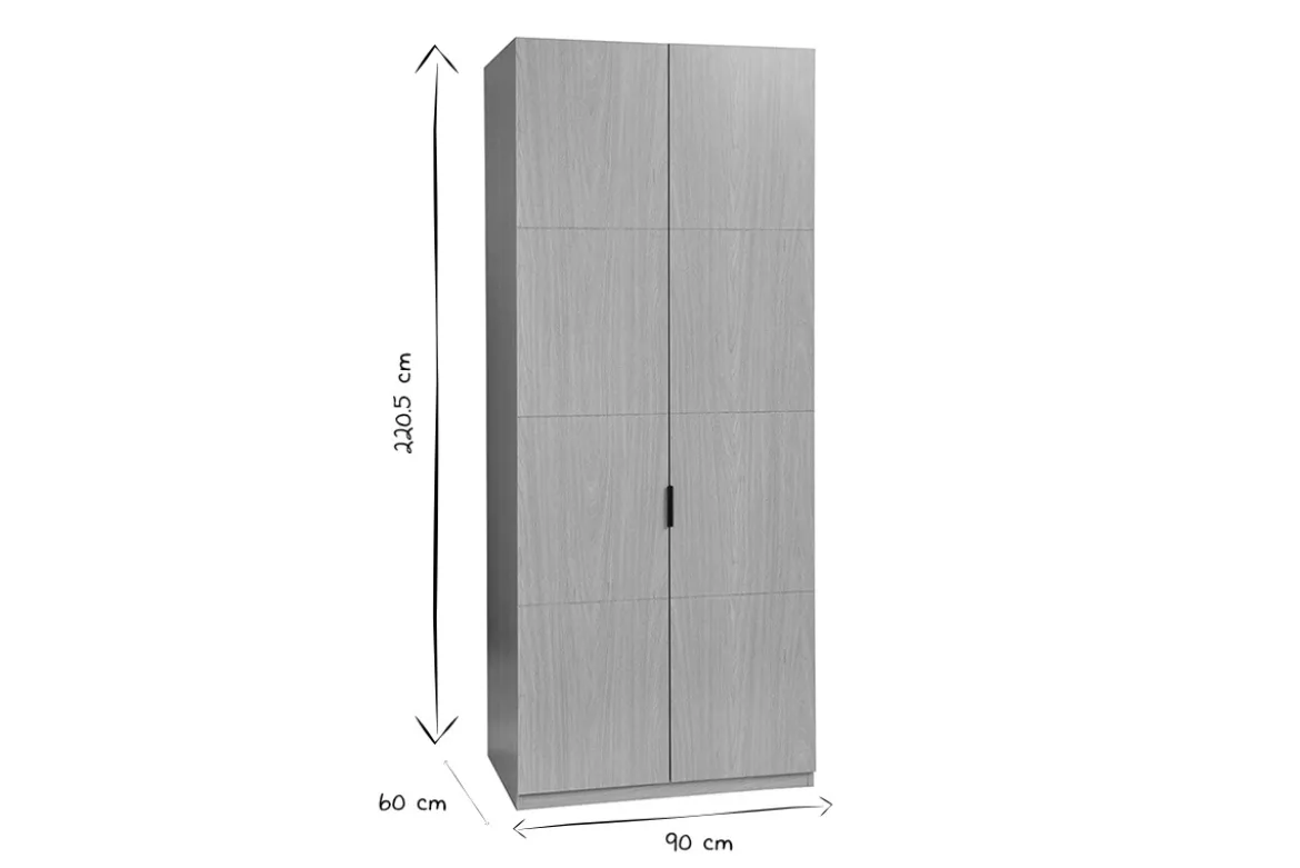 Armoire dressing avec penderie finition bois chêne L90 cm GARENCE