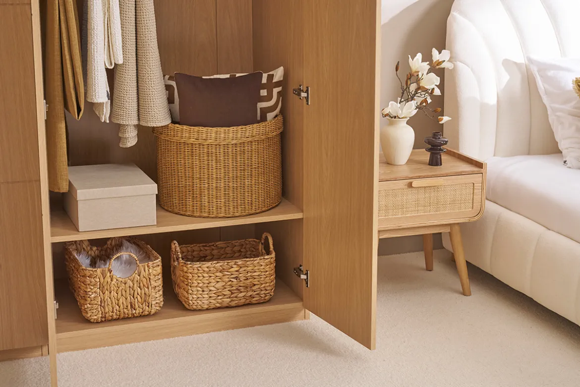 Armoire dressing avec penderie finition bois chêne L90 cm GARENCE