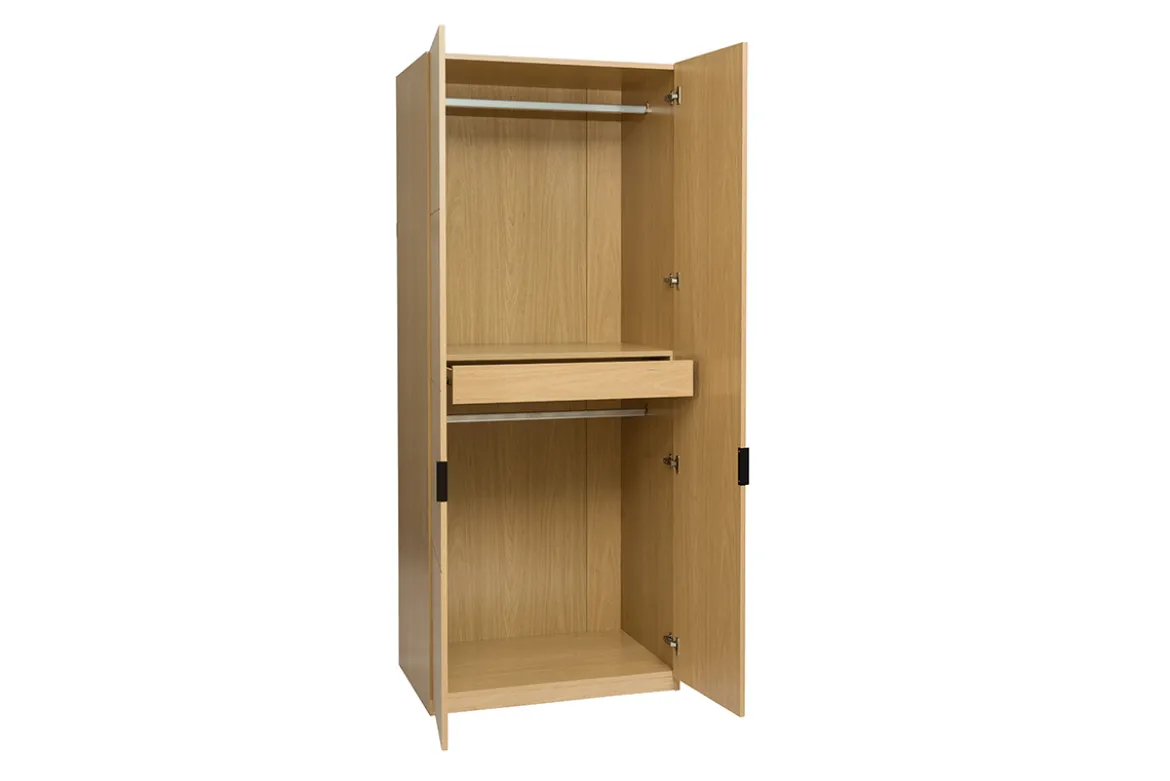 Armoire dressing avec 2 penderies finition bois chêne L90 cm GARENCE