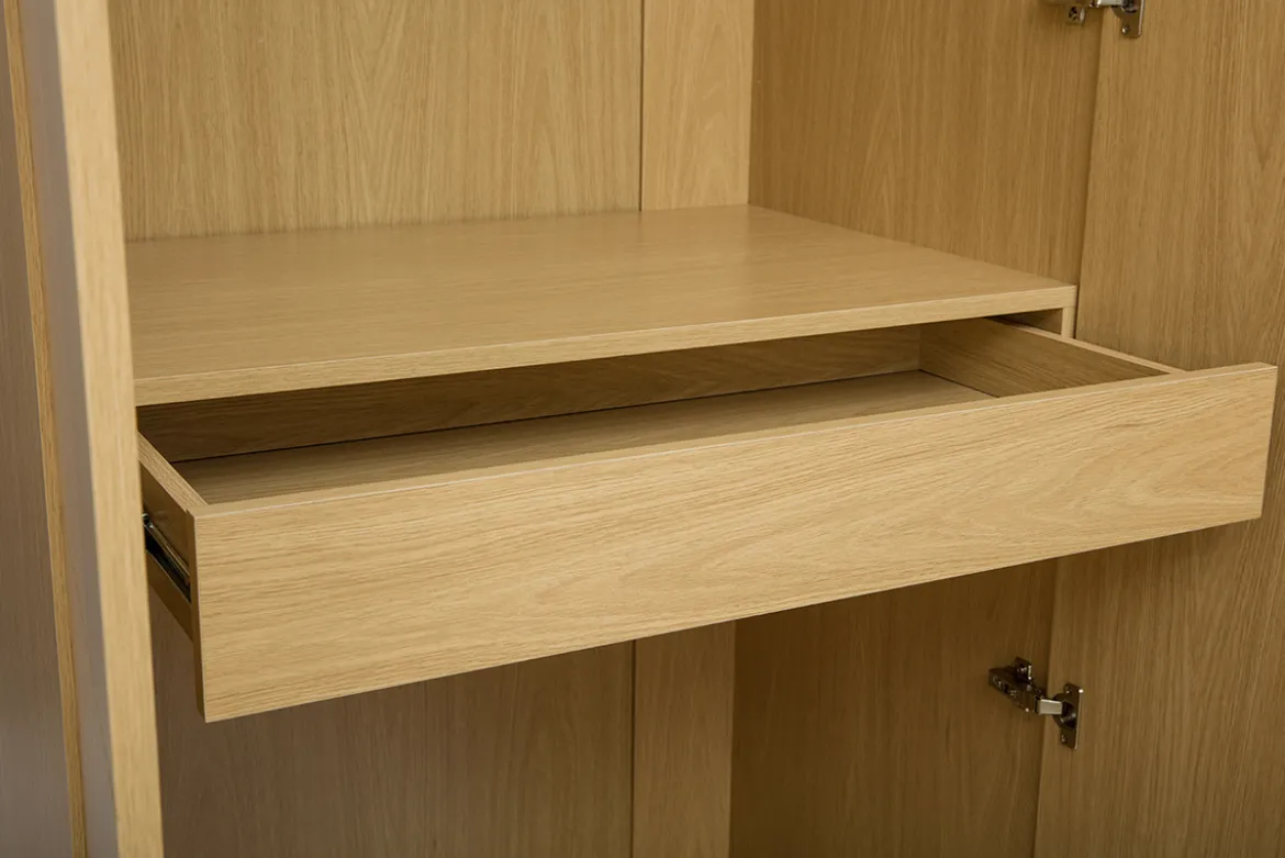 Armoire dressing avec 2 penderies finition bois chêne L90 cm GARENCE