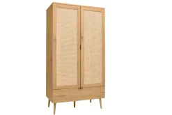 Armoire finition bois clair, cannage en rotin et métal noir L100 cm MANILLE