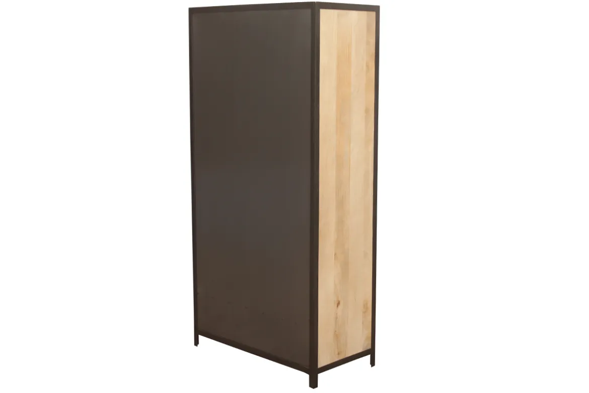 Armoire industrielle en bois massif manguier et métal noir L90 cm INDUSTRIA