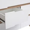 Armoire scandinave avec penderie et tiroirs finition blanc mat et bois chêne clair L100 cm KELMA