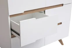 Armoire scandinave avec penderie et tiroirs finition blanc mat et bois chêne clair L100 cm KELMA