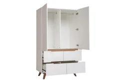 Armoire scandinave avec penderie et tiroirs finition blanc mat et bois chêne clair L100 cm KELMA