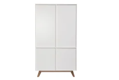 Armoire scandinave avec penderie et tiroirs finition blanc mat et bois chêne clair L100 cm KELMA