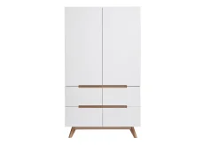 Armoire scandinave avec penderie et tiroirs finition blanc mat et bois chêne clair L100 cm KELMA