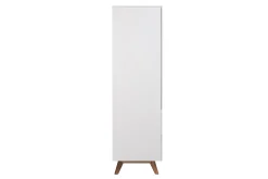 Armoire scandinave avec penderie et tiroirs finition blanc mat et bois chêne clair L100 cm KELMA