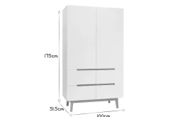 Armoire scandinave avec penderie et tiroirs finition blanc mat et bois chêne clair L100 cm KELMA