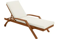Bain de soleil écru et bois massif MALAGA