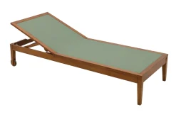 Bain de soleil vert kaki et bois massif NAVEEN