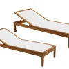 Bains de soleil blanc et bois massif (lot de 2) NAVEEN