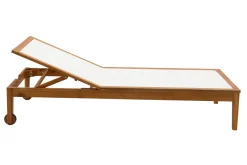 Bains de soleil blanc et bois massif (lot de 2) NAVEEN