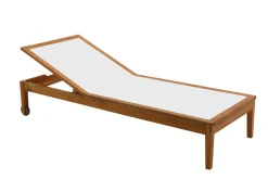 Bains de soleil blanc et bois massif (lot de 2) NAVEEN