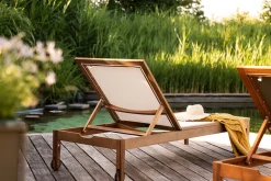Bains de soleil blanc et bois massif (lot de 2) NAVEEN