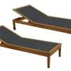 Bains de soleil gris foncé et bois massif (lot de 2) NAVEEN