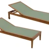 Bains de soleil vert kaki et bois massif (lot de 2) NAVEEN