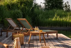 Bains de soleil vert kaki et bois massif (lot de 2) NAVEEN