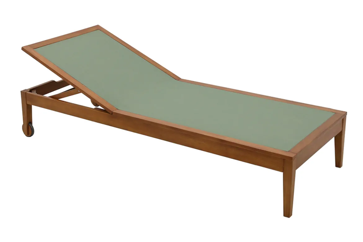 Bains de soleil vert kaki et bois massif (lot de 2) NAVEEN