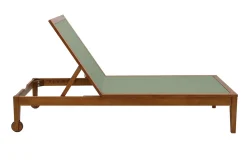 Bains de soleil vert kaki et bois massif (lot de 2) NAVEEN