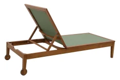 Bains de soleil vert kaki et bois massif (lot de 2) NAVEEN