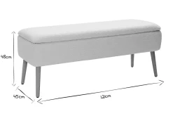 Banc coffre effet laine bouclée blanc et bois clair massif L120 cm LARS