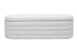 Banc coffre en tissu effet laine bouclée blanc L125 cm NAVY
