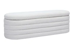 Banc coffre en tissu effet laine bouclée blanc L125 cm NAVY