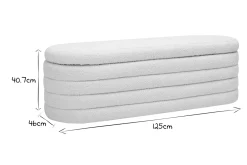 Banc coffre en tissu effet laine bouclée blanc L125 cm NAVY