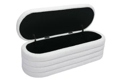 Banc coffre en tissu effet laine bouclée blanc L125 cm NAVY